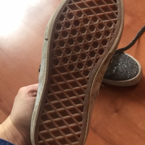 VANS silver Glitter flat sneakers authentic Shoes Size 1 - Picture 3 of 4